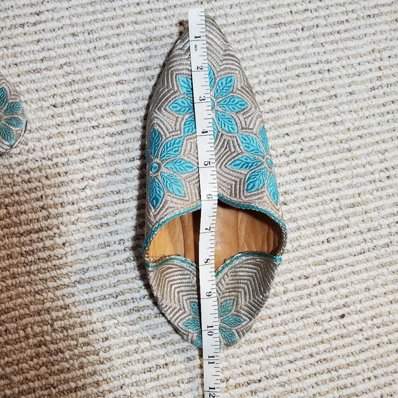 Leather Silver/Blue Morracan Slippers-SZ 7 - Picture 9 of 13